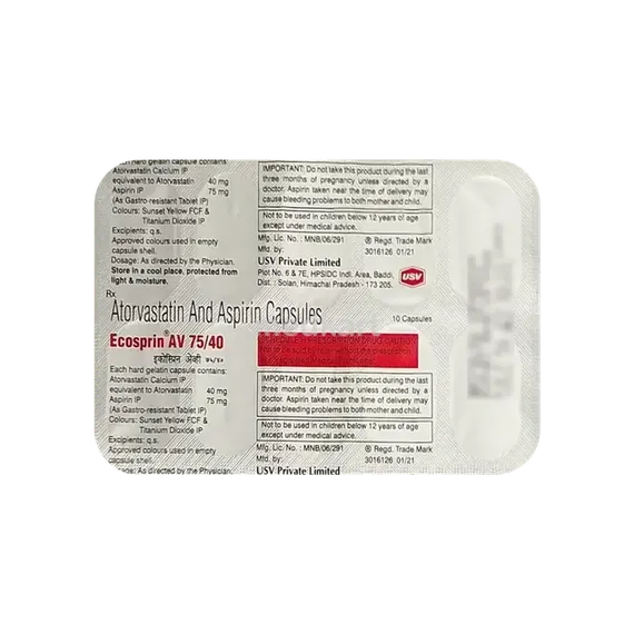 ecosprin av 75/40mg capsule 10's